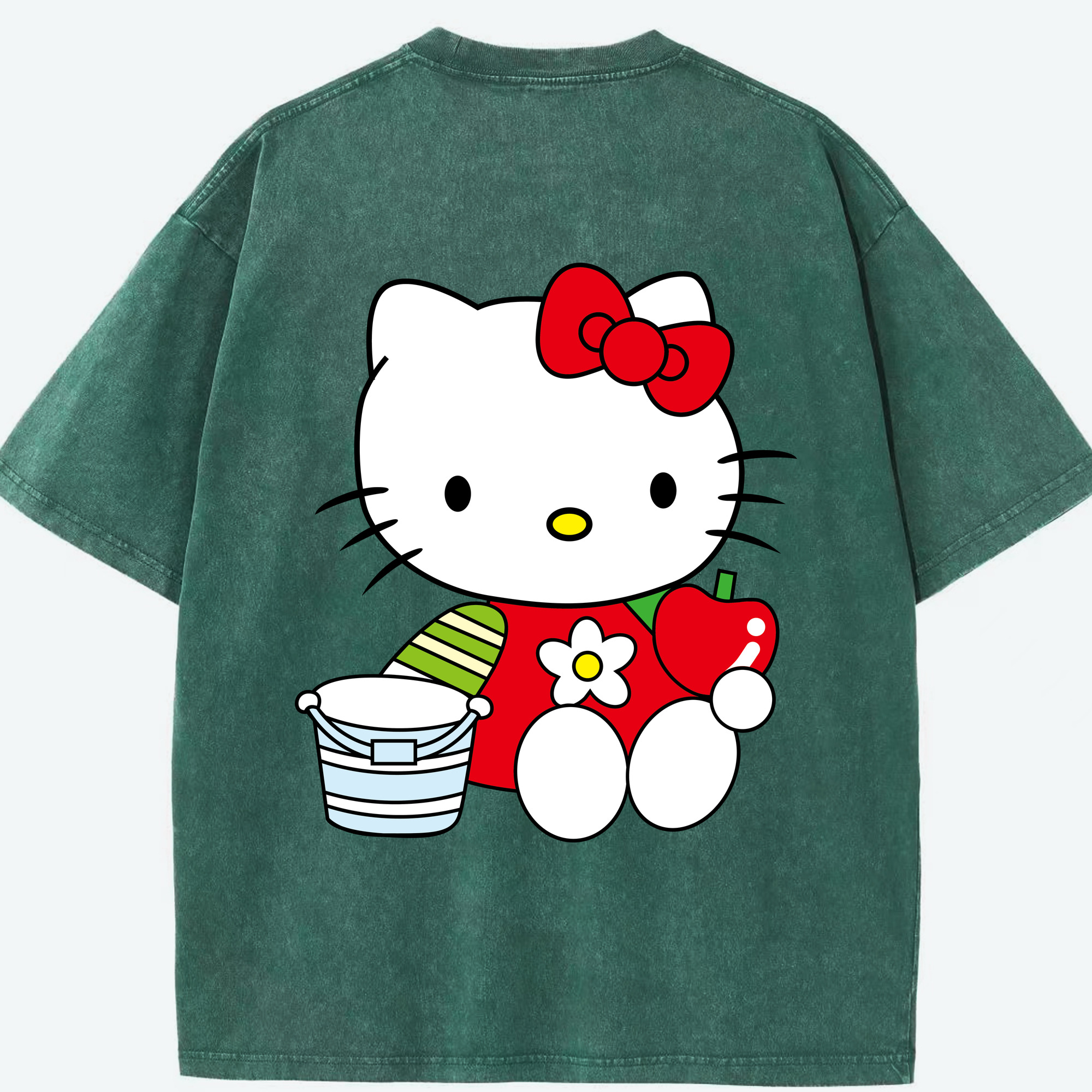 （画像用） Hello Kitty ハローキティ 綿100% ヴィンテージ風 半袖Tシャツ（背面プリント）